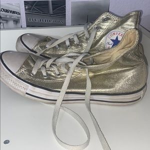 RARE Gold High top Converse